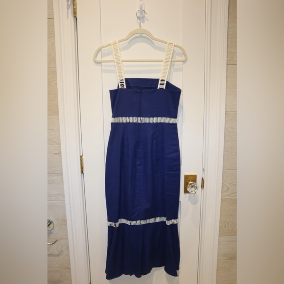 NWOT Staud Lychee Lace Eyelet-Trim Flounce Sheath Dress - Picture 3 of 5